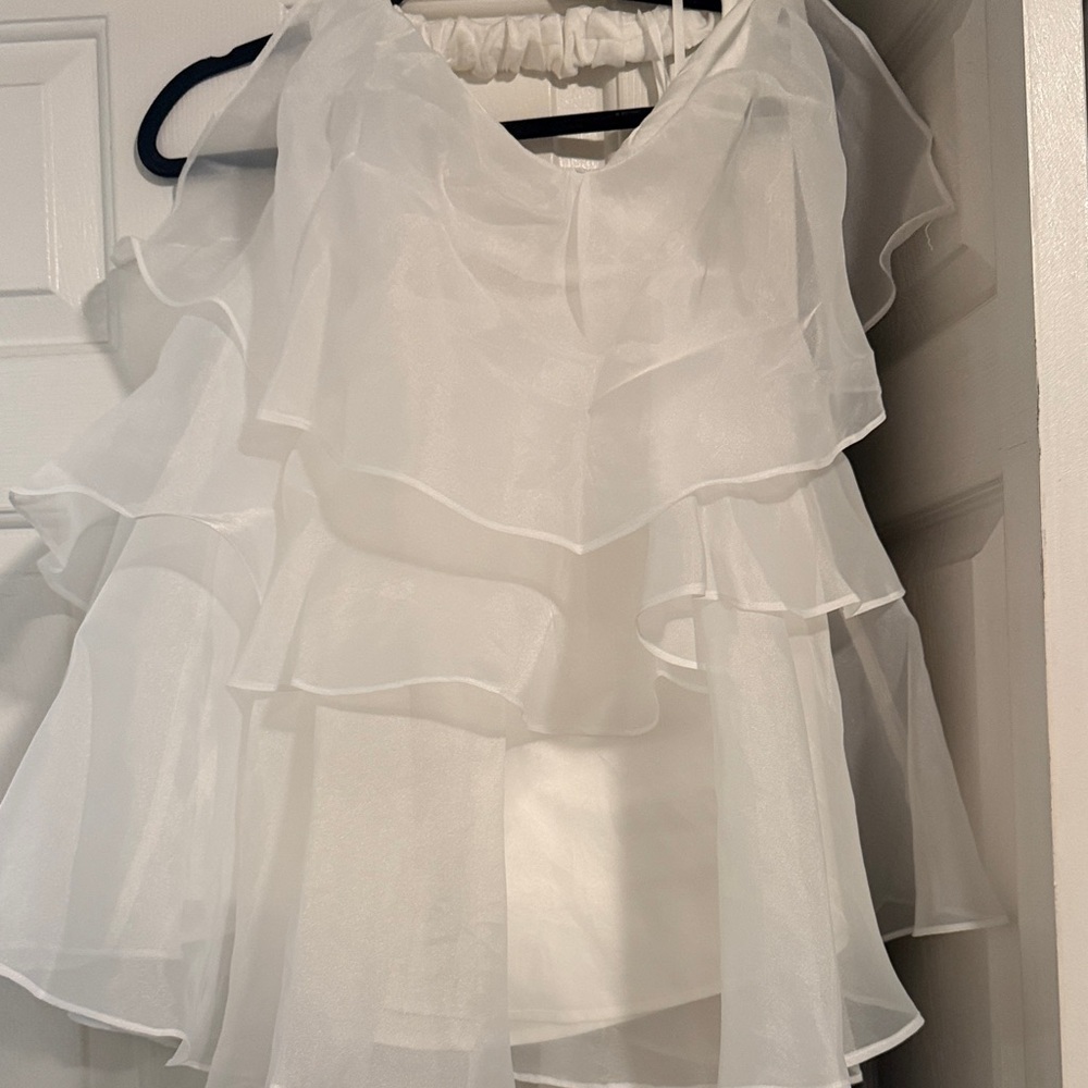 White Layered Ruffle Blouse
